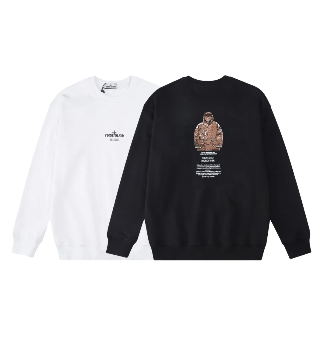 W807#P160💰 Stone Island Stone Island back cotton logo printed round neck long-sleeved sweatshirt! Versatile base round neck sweatshirt for couples! Simple armband design, customized 1*1 thread (fine texture), 380g double-strand large terry fabric, very good quality, foreign trade craftsmanship, respect the original version! The threads at the cuffs and hem are all original bartacks! The time-consuming and material consumption distinguishes the ordinary version on the market! Tops worn by celebrities from all walks of life on INS, can be matched with couple styles!  Color: Black White Size: M-XXL